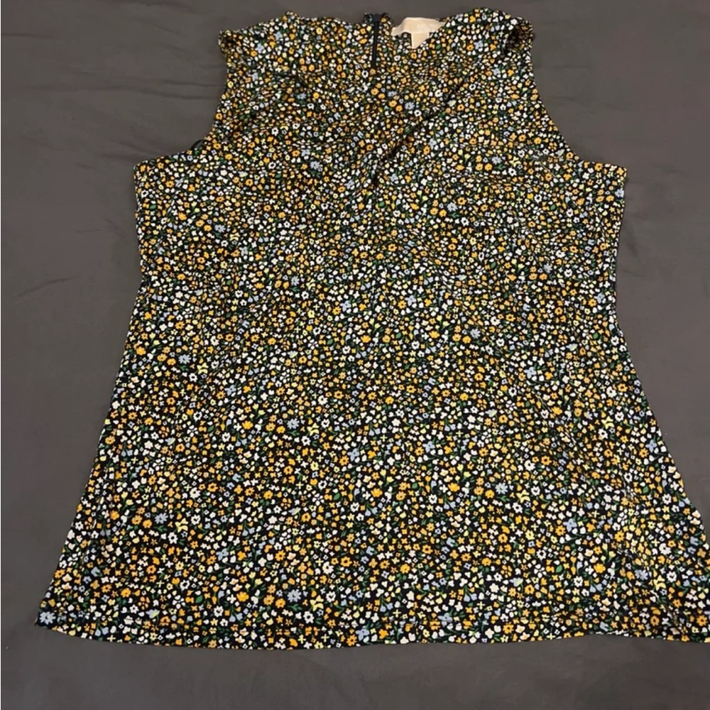 Michael Kors Floral Criss-Cross Sleeveless Blouse - Women's Size Large